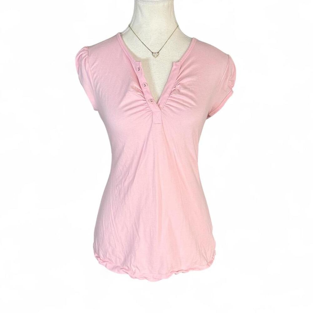 Baby Pink babydoll top with button up detail size XL Henley button detail